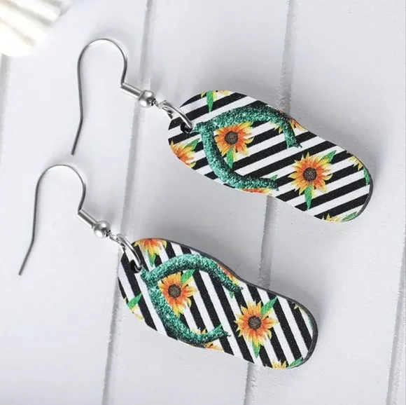 Sunflower Flip Flop Earrings - Picture 2 of 2